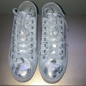 Metallic blue & silver converse sneakers